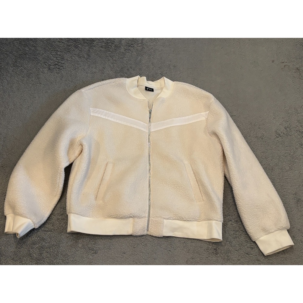 ZYIA ACTIVE Sherpa Fleece Jacket Womens Size 4X Plus Cream Full Zip Warm